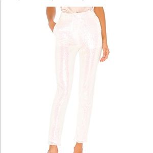 Aviana Flat Front Trouser in White Sequin